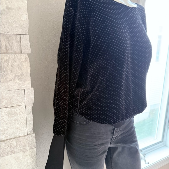 Sonia Rykiel Paris Velvet Dot Boatneck Top – Black Textured Knit | Size M - Picture 2 of 14